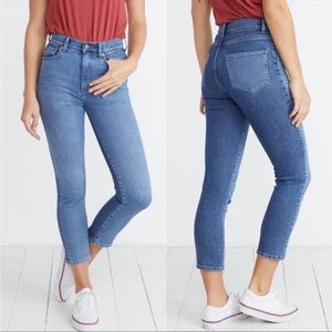 Marine Layer High-Rise Slim Crop Jeans in Medium Blue